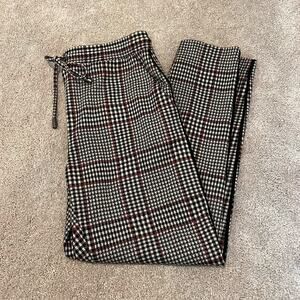 Anthropologie Women's Ankle‎ Trouser Pant Black White Plaid Size XS